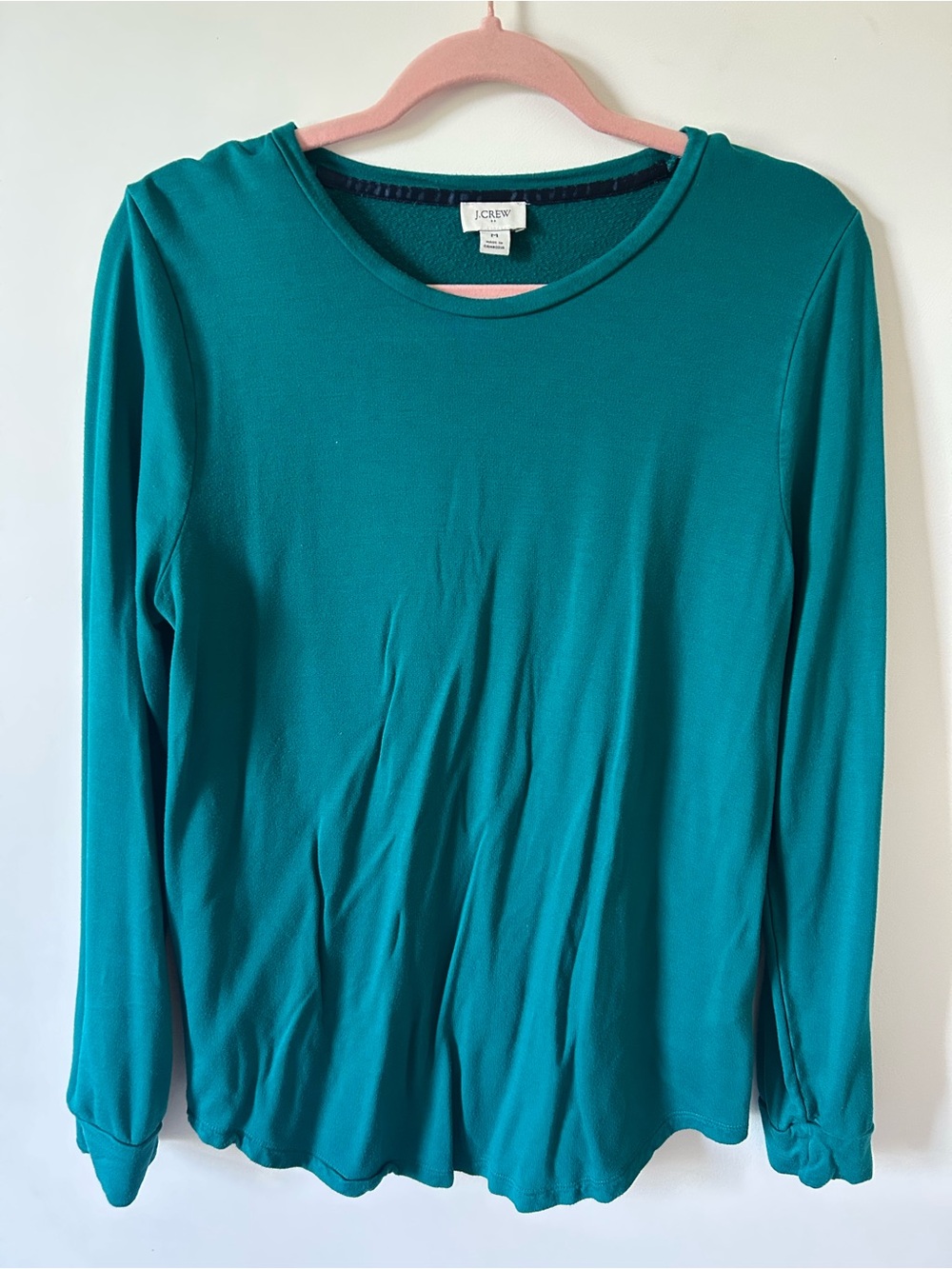 J. Crew Teal Green Long-Sleeve Crewneck Top